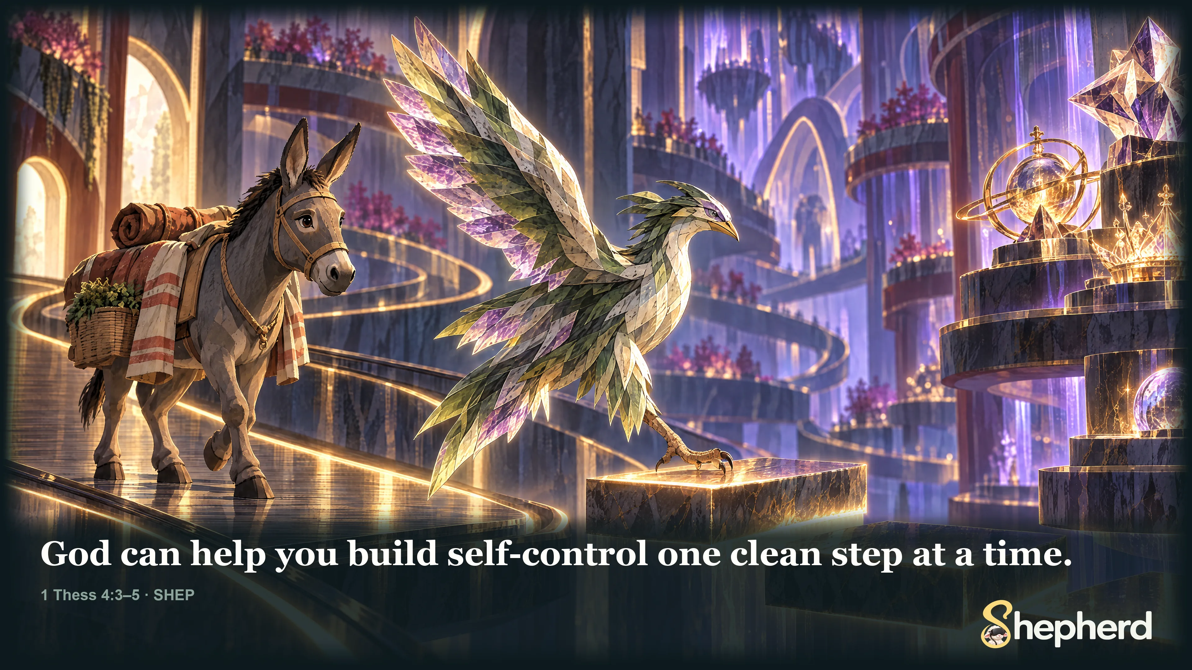 God can help you build self-control one clean step at a time. — 1 Thessalonians 4:3–5 · SHEP