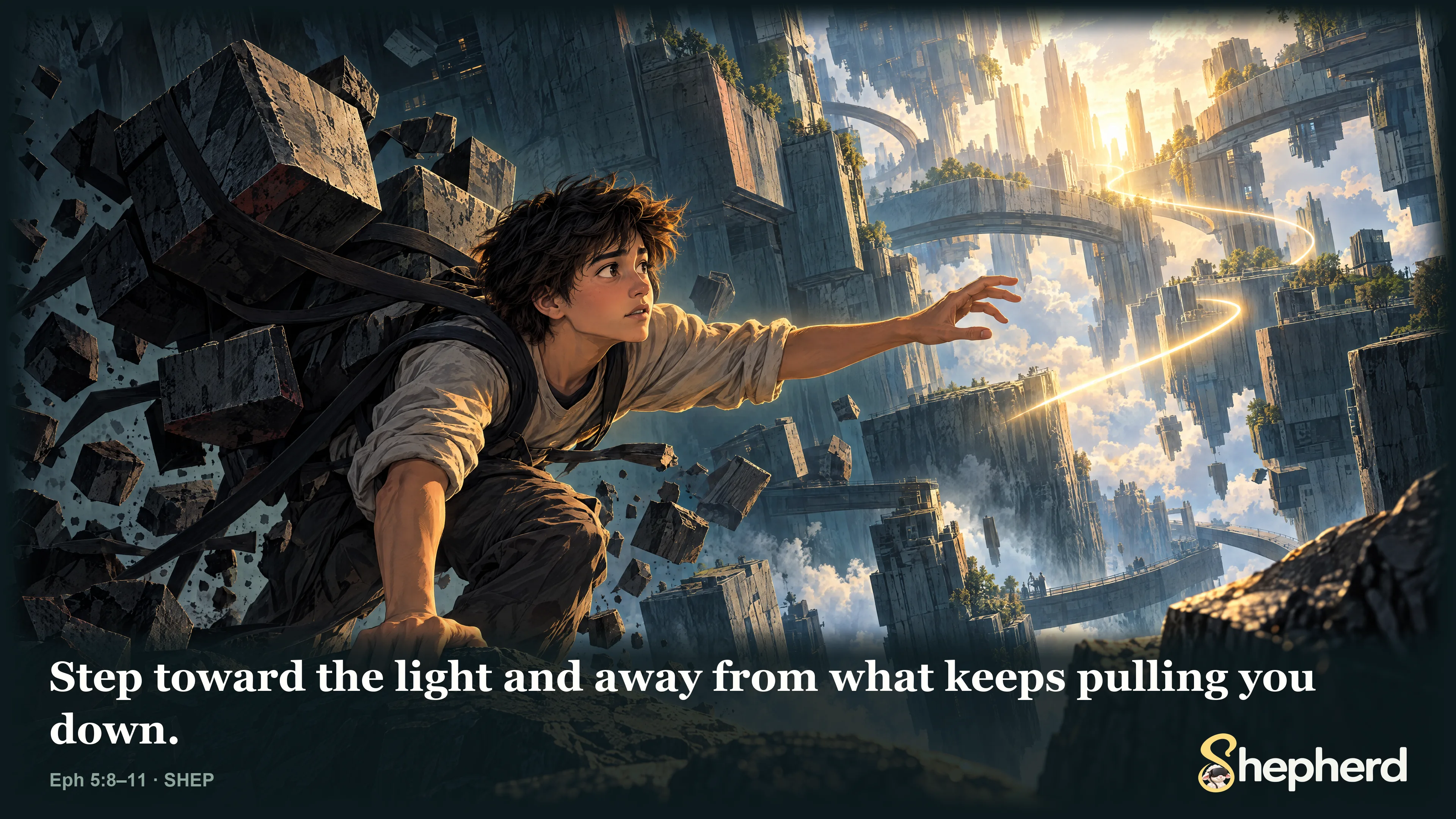 Step toward the light and away from what keeps pulling you down. — Ephesians 5:8–11 · SHEP
