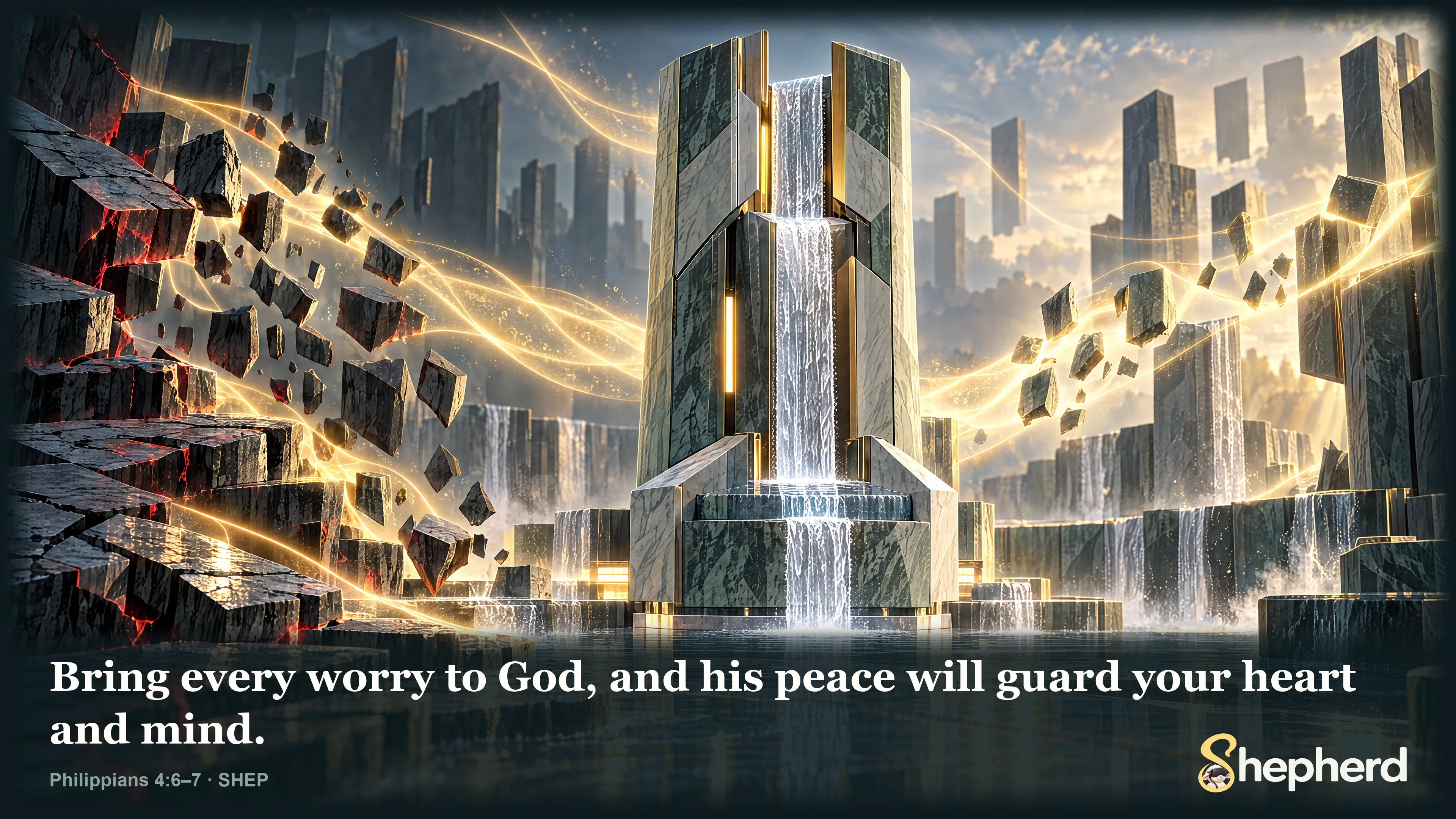 Bring every worry to God, and his peace will guard your heart and mind. — Philippians 4:6–7 · SHEP