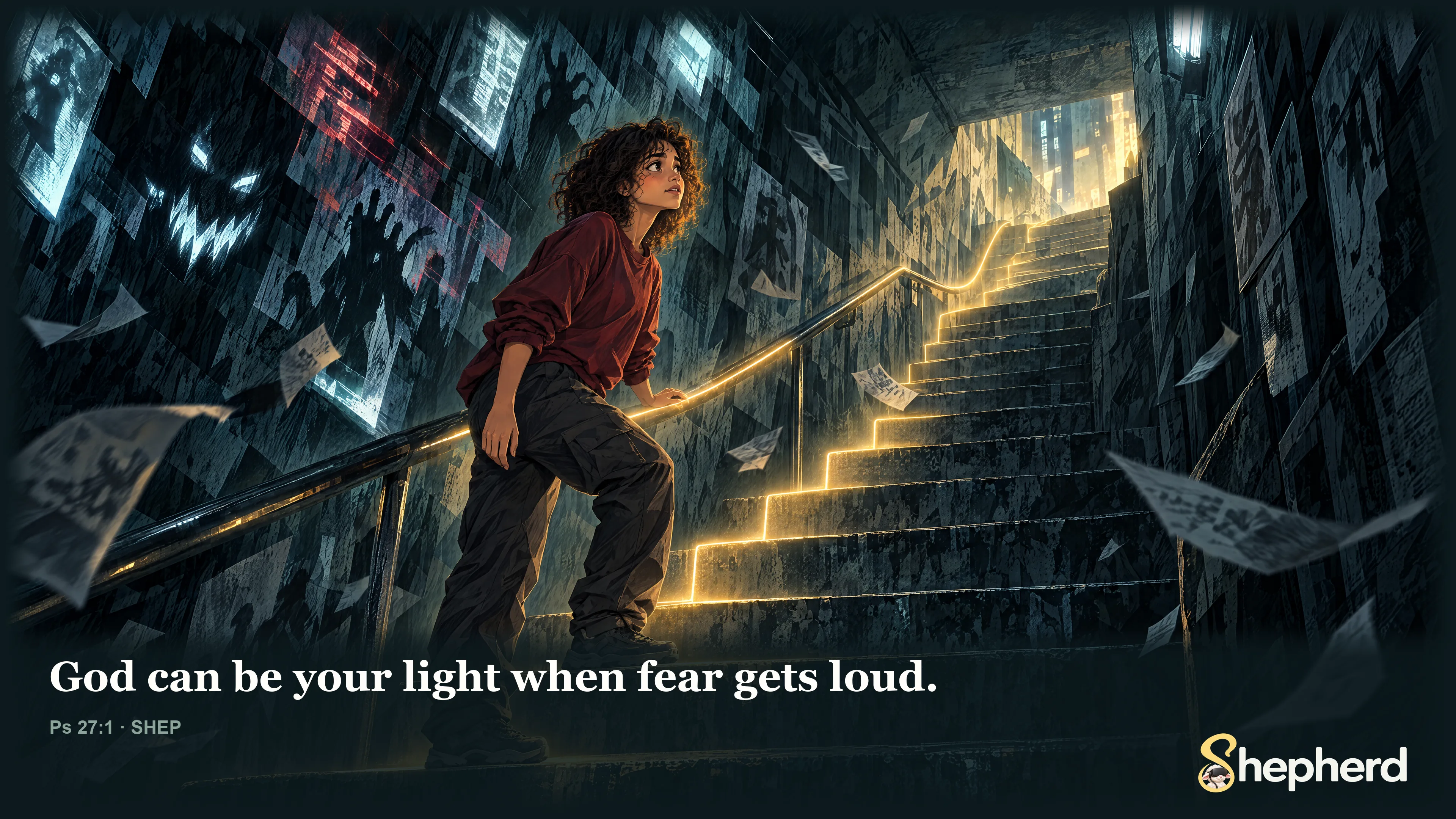 God can be your light when fear gets loud. — Psalm 27:1 · SHEP