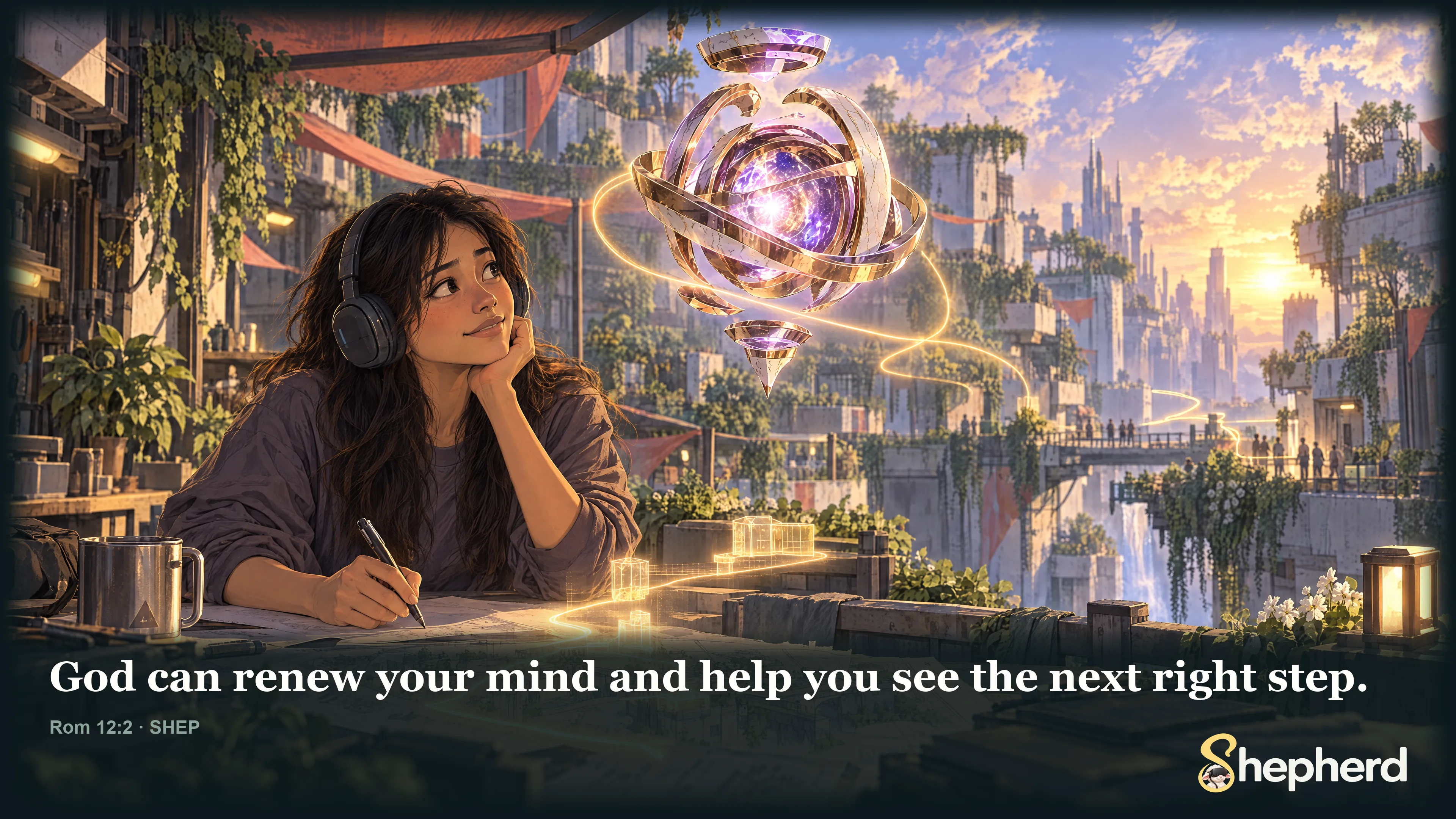 God can renew your mind and help you see the next right step. — Romans 12:2 · SHEP