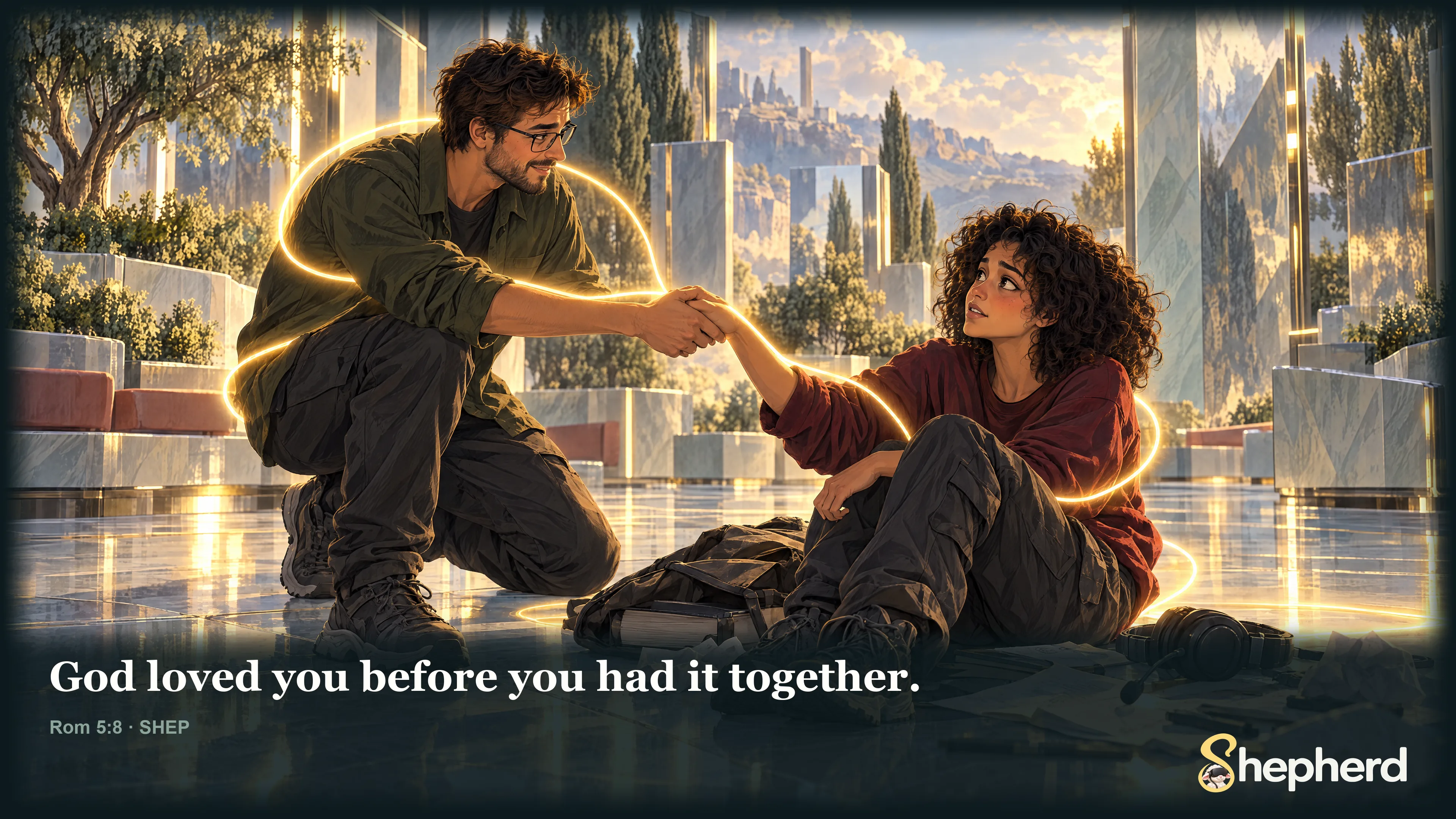 God loved you before you had it together. — Romans 5:8 · SHEP